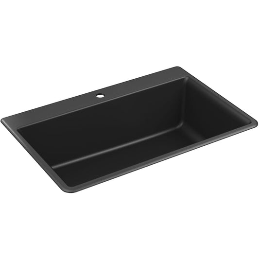 Kennon 33" Top or Undermount Single Bowl Neoroc Granite Composite Kitchen Sink with Bottom Sink Rack