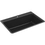 Kennon 33" Top or Undermount Single Bowl Neoroc Granite Composite Kitchen Sink with Bottom Sink Rack