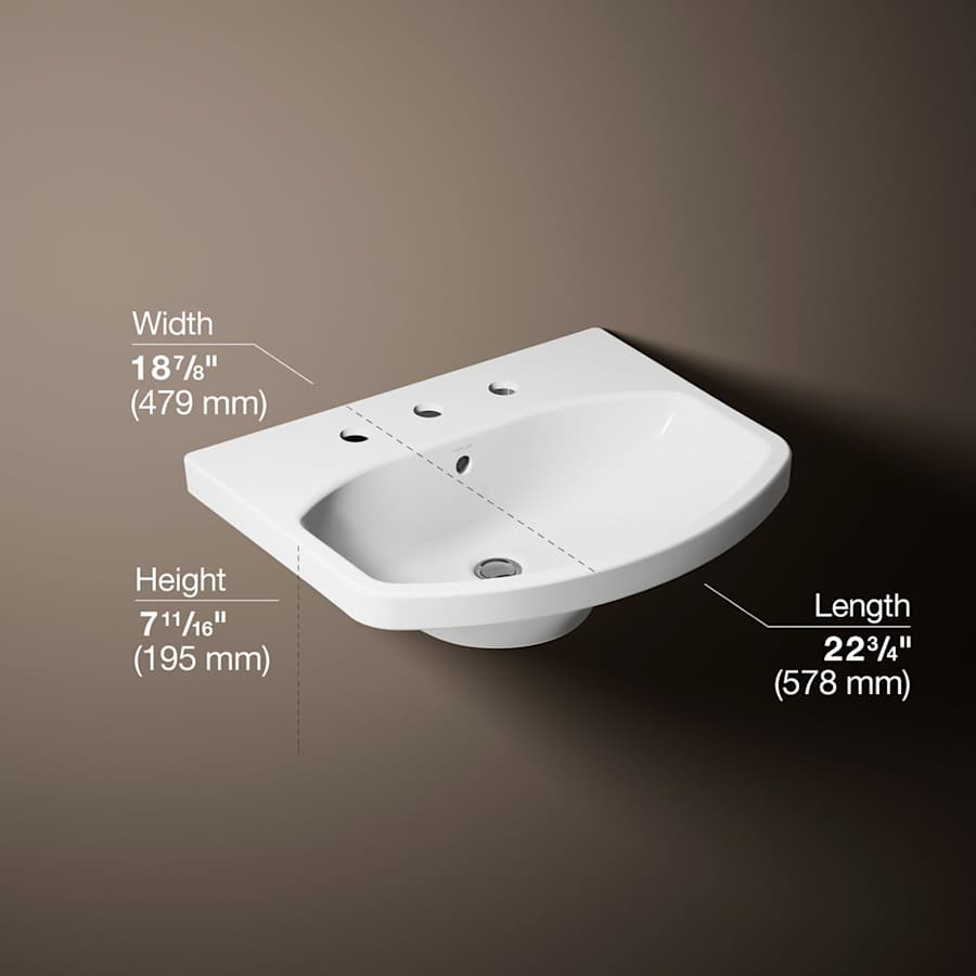 Cimarron 21" Pedestal Bathroom Sink with 3 Holes Drilled and Overflow