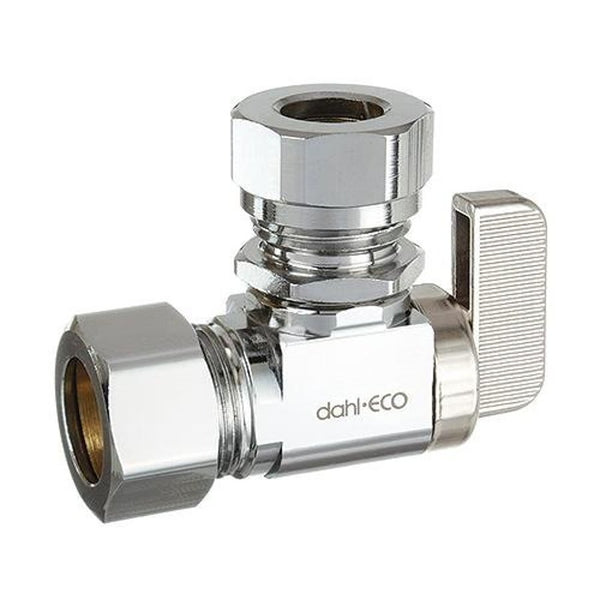 Quarter Turn Angle Stop, 5/8 x 1/2 in, Comp, Polished Chrome