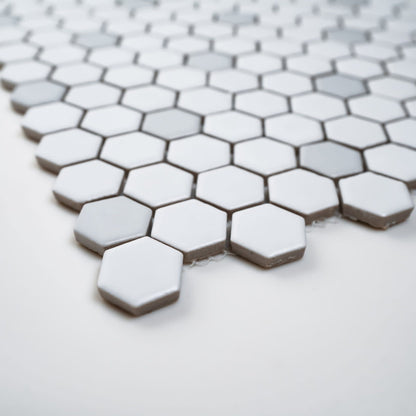 1x1 White and Grey Hexagon