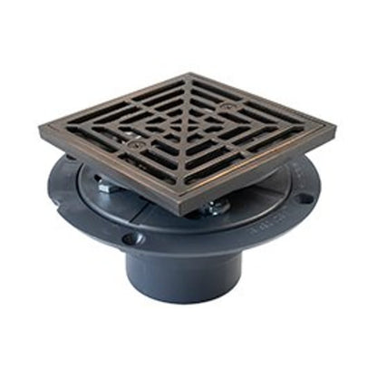 Shower Pan Drain, 2 in, Hub, 4-1/2 in, Grid, PVC Drain, Oil Rubbed Bronze