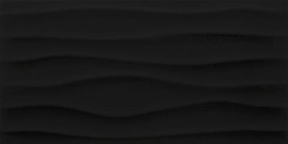 Multitude Domino Black Rectangle, Wave 12X24 Textured