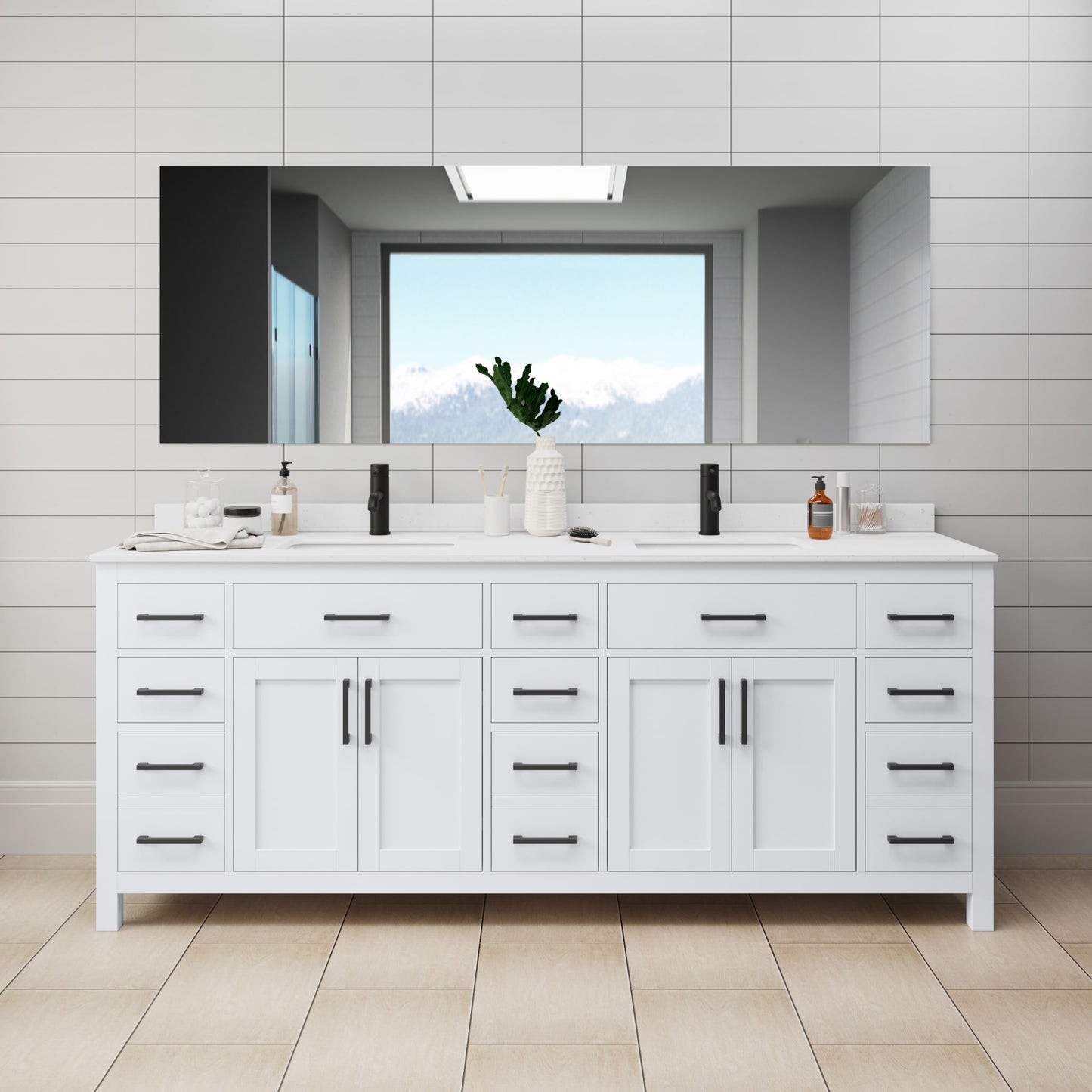Beckett Double Bathroom Vanity - 84W x 35H x 22D