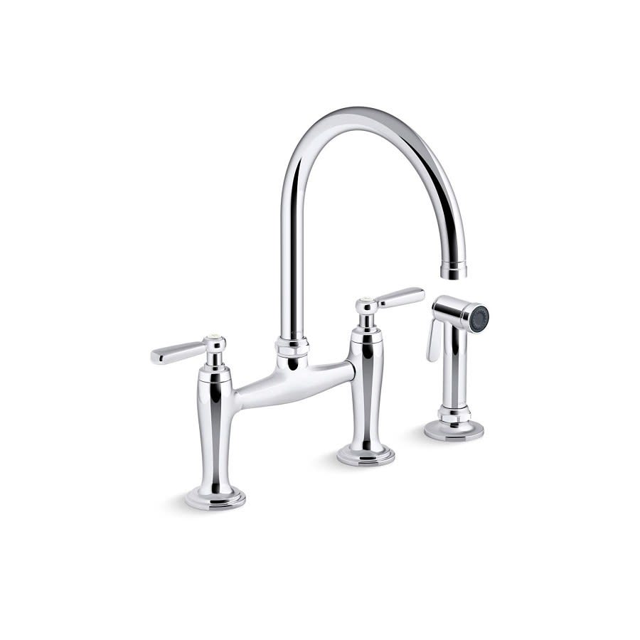 Edalyn™ by Studio McGee Kitchen Faucet, Deck Mount, ADA, 2 Lever Handle, 2-Hole, Polished Chrome