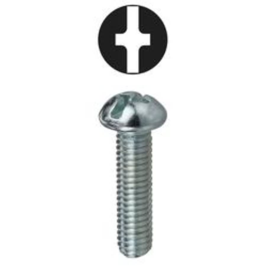 Machine Screw, 1/4-20, 3 in OAL, Steel, Round Head, Zinc Plated, Phillips®/Slotted Drive