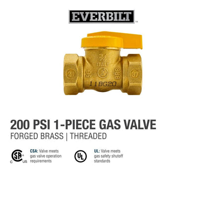 3/4 in. Brass FPT 1-Piece Gas Valve