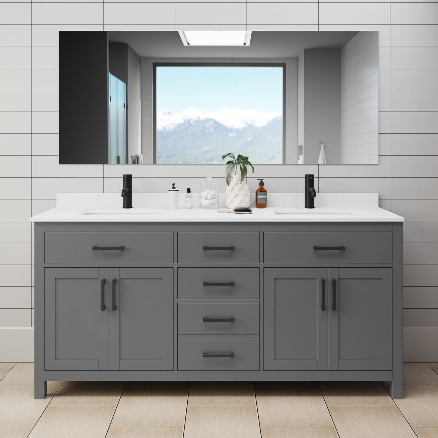 Beckett Double Bathroom Vanity - 72W x 35H x 22D