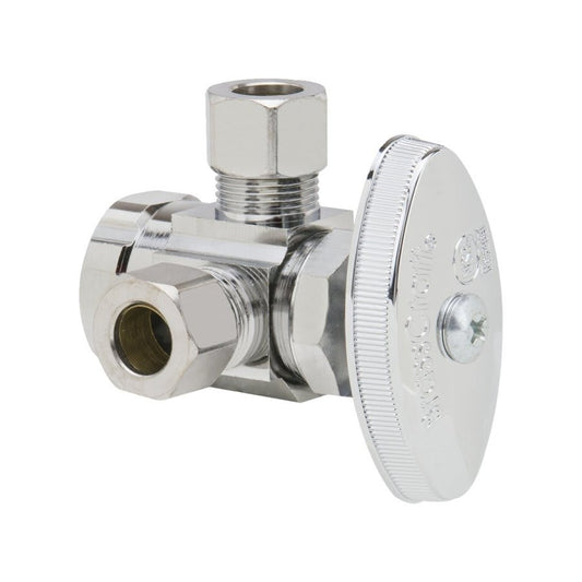 Multi Turn Dual Stop, 1/2 x 3/8 x 3/8 in, FNPT x Comp x Comp, Chrome