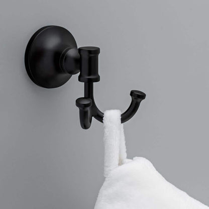 Chamberlain Double Towel Hook Bath Hardware Accessory in Matte Black