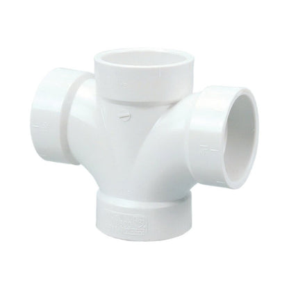 Double Sanitary Tee, 2 in, Hub, DWV, PVC