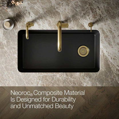 Cairn 33-1/2" Undermount Single Bowl Neoroc Granite Composite Kitchen Sink with Bottom Sink Rack