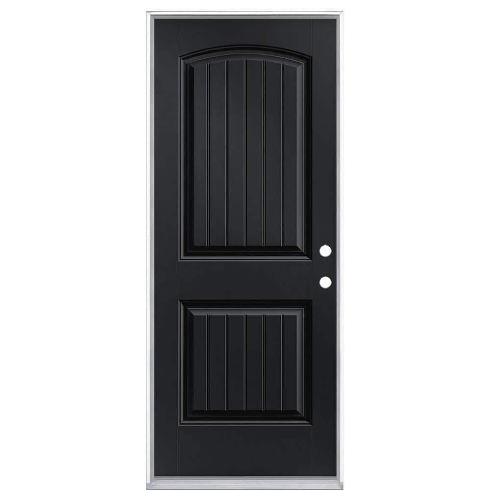 32 in. x 80 in. Cheyenne 2-Panel Left Hand Inswing Painted Smooth Fiberglass Prehung Front Exterior Door No Brickmold