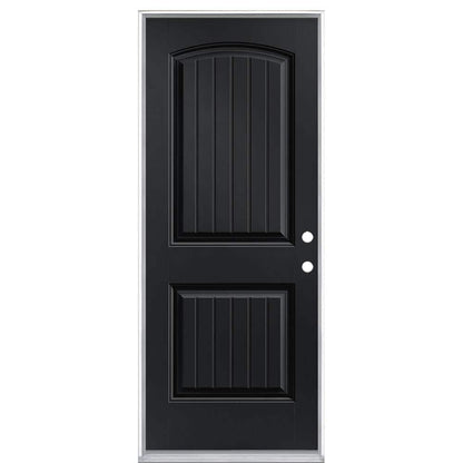32 in. x 80 in. Cheyenne 2-Panel Left Hand Inswing Painted Smooth Fiberglass Prehung Front Exterior Door No Brickmold