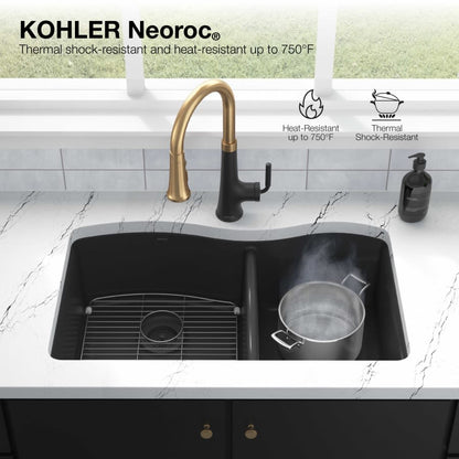 Cairn 27-1/2" Undermount Single Bowl Neoroc Granite Composite Kitchen Sink with Bottom Sink Rack