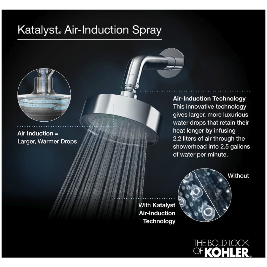 Exhale 1.5 GPM Round Multi Function Rain Hand Shower with Silicone Sprayface and Katalyst Technology