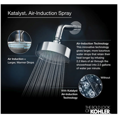 Exhale 1.5 GPM Round Multi Function Rain Hand Shower with Silicone Sprayface and Katalyst Technology