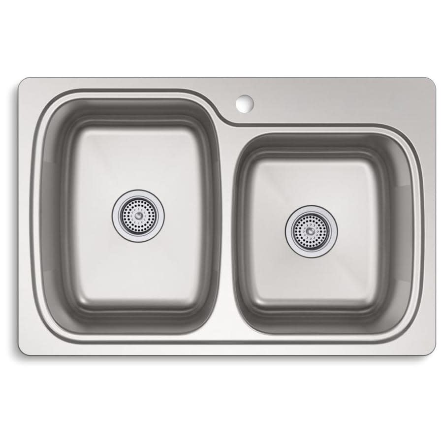 Verse 33" Double Basin Drop-In or Undermount Stainless Steel Kitchen Sink with SilentShield