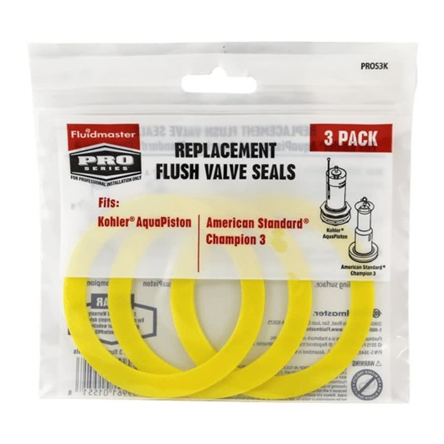 PRO Series Replacement Flush Valve Seals, For Use With Kohler AquaPiston, American Standard Champion 3, Silicone, Yellow