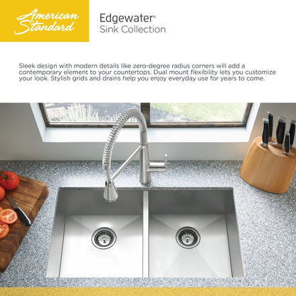 Edgewater 25" Single Basin Stainless Steel Kitchen Sink for Drop In or Undermount Installations with Single Faucet Hole - Drain Included