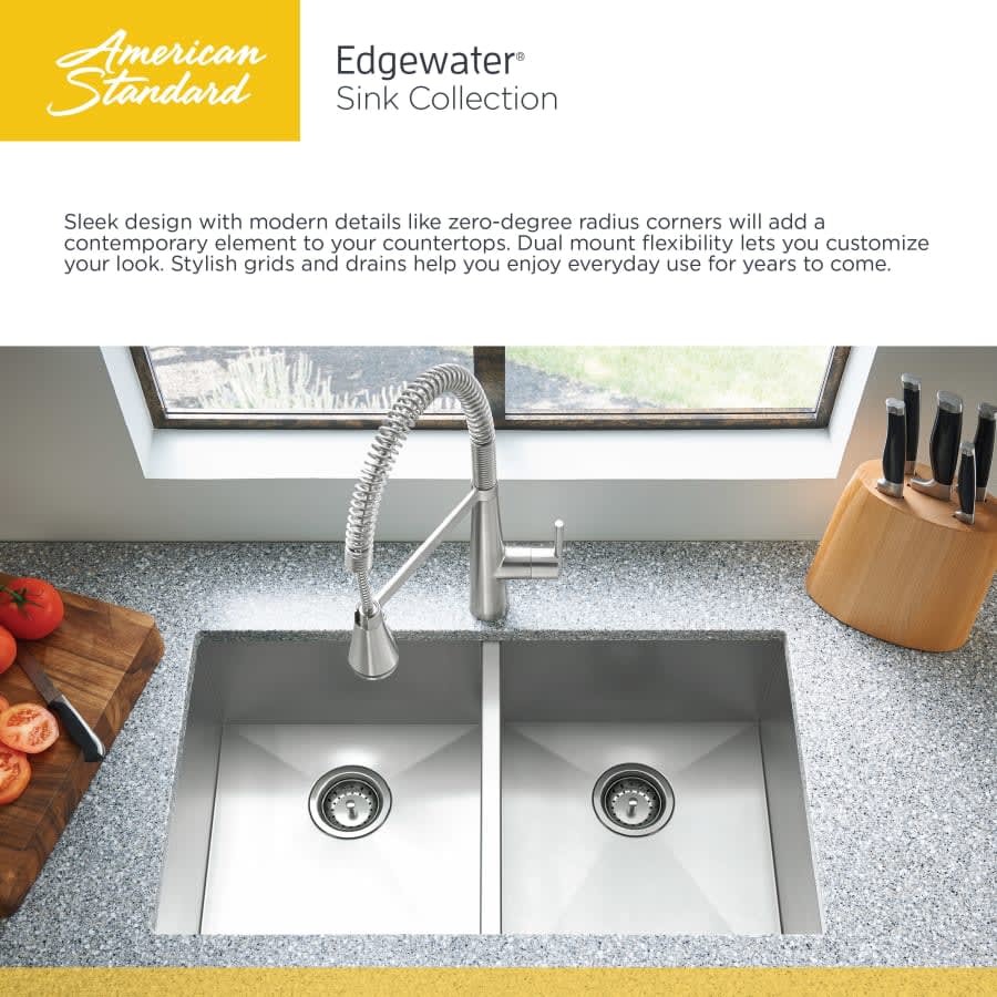 Edgewater 33" Single Basin Stainless Steel Kitchen Sink for Drop In or Undermount Installations with Single Faucet Hole - Drain Included