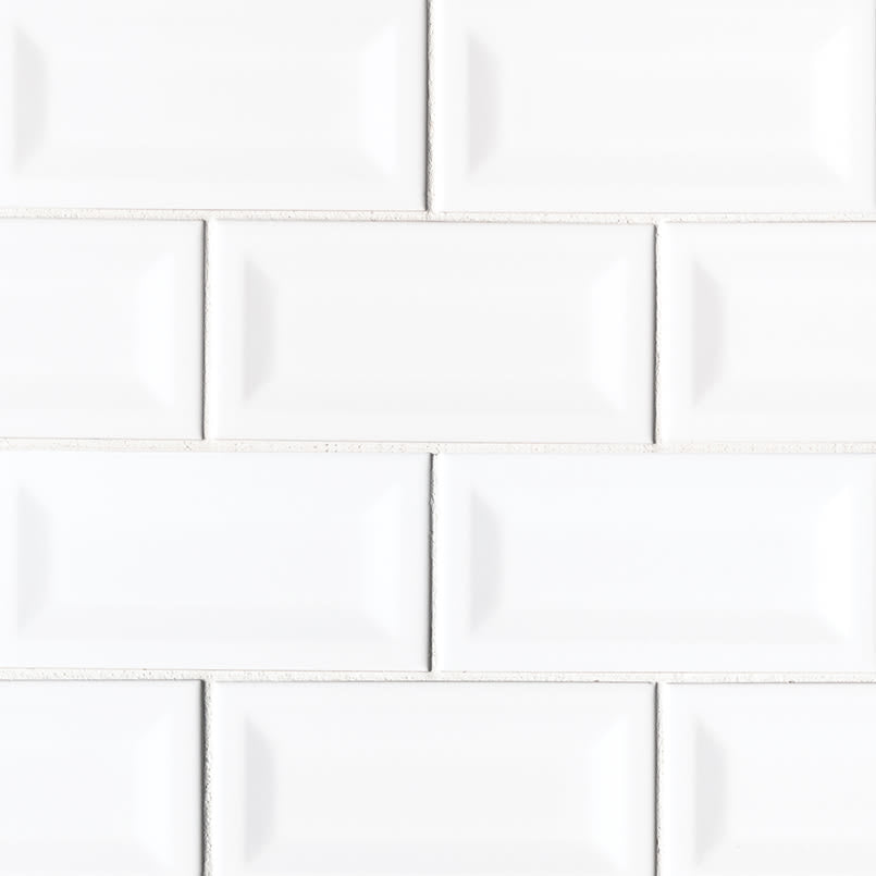 Inverted Bevel White Subway Tile