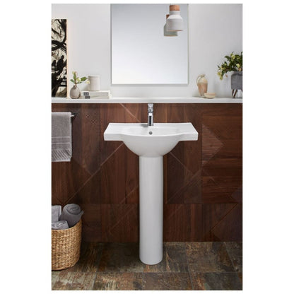 Veer 24" Pedestal Bathroom Sink Only with One Hole Drilled and Overflow