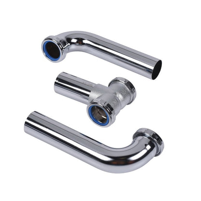 Continuous Waste, Center Outlet, 1-1/2 in, Brass, 20 ga, Polished Chrome