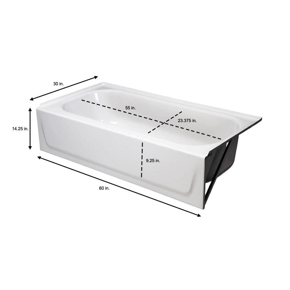 Aloha 60 in. x 30 in. Soaking Bathtub with Right Drain in White
