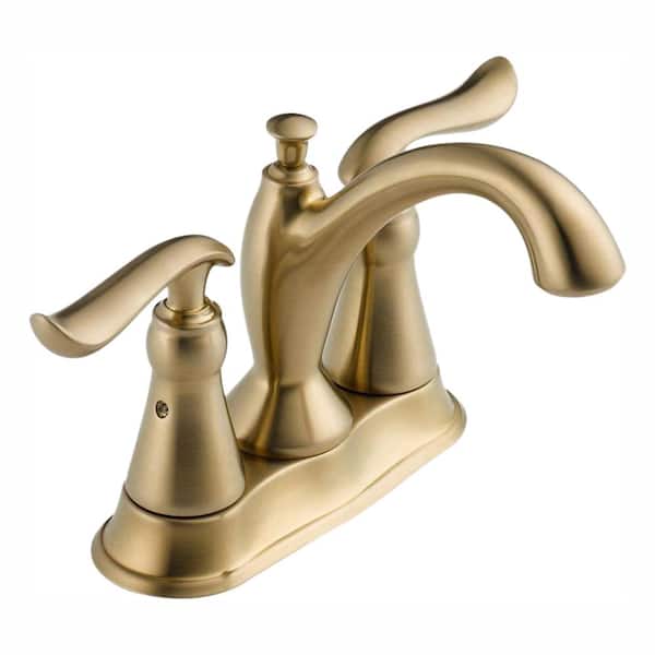 Delta Linden Gold 4 in. Centerset 2-Handle Bathroom Faucet with Metal Drain Assembly in Champagne Bronze 2594-CZMPU-DST