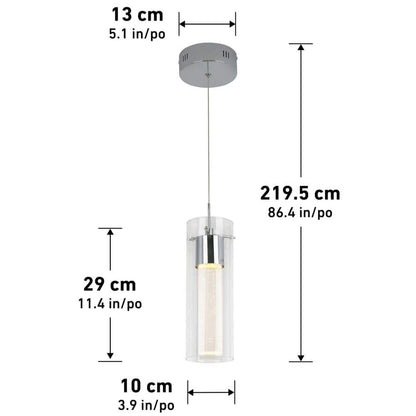 Essence 7.5-Watt 1 Light Chrome Modern Integrated LED Mini Pendant Light Fixture for Kitchen Island