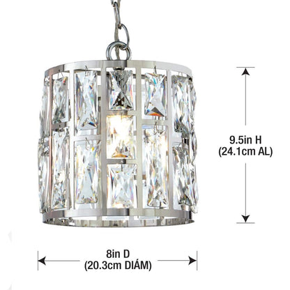 Kristella 1-Light Chrome Crystal Pendant Light