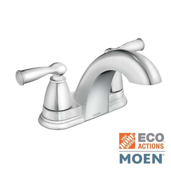 MOEN Banbury 4 in. Centerset Double Handle Low-Arc Bathroom Faucet in Chrome 84942