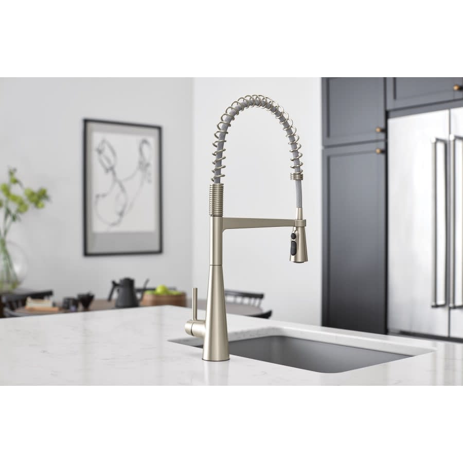 Sleek 1.5 GPM Single Hole Pre-Rinse Pull Down Kitchen Faucet with Power Boost