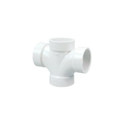 Double Sanitary Tee, 4 x 2 x 2 in, Hub, DWV, PVC