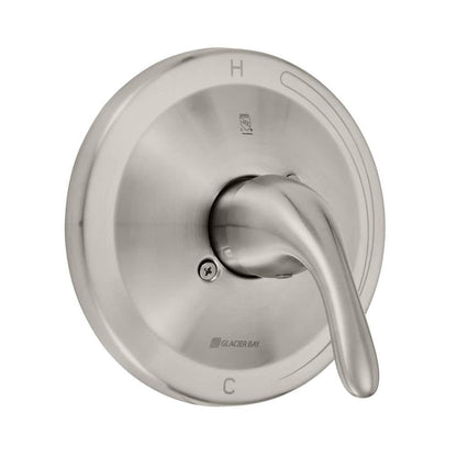 Glacier Bay Builders Single Handle 1-Spray Shower Faucet 1.8 GPM with Ceramic Disc Valves, Integral stops in Brushed Nickel