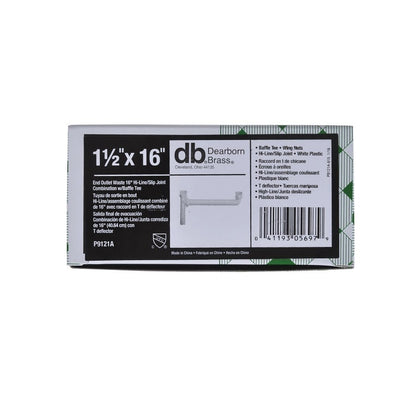 Continuous Waste, End Outlet, 1-1/2 in, PVC, White