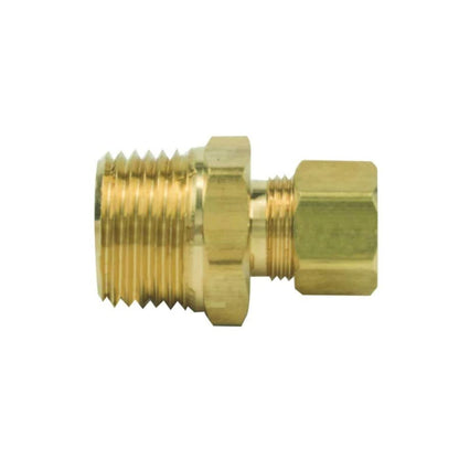 Union, 3/8 x 1/2 in, Comp x MNPT, Brass, Rough Brass, Domestic