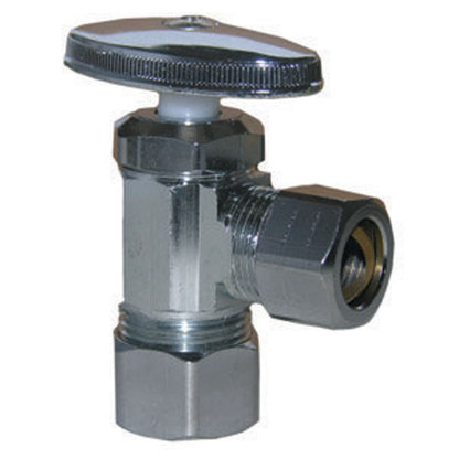Multi Turn Angle Stop, 5/8 x 1/2 in, Comp, Chrome