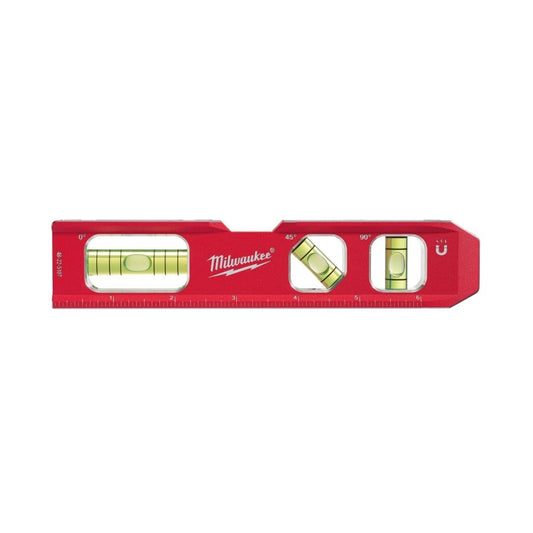 Compact Billet Torpedo Level, 7 in L, 3 Vials, Aluminum