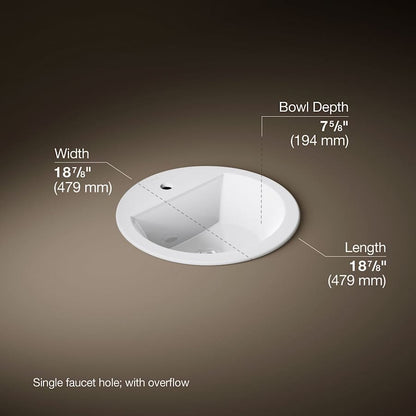 Bryant 18-7/8" Circular Vitreous China Drop In Bathroom Sink with Overflow and Single Faucet Hole