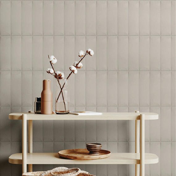 Stencil Beige Rectangle, Linear 4X12 Matte
