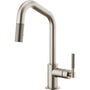 Litze Single Handle Angled Spout Pull Down Kitchen Faucet with Knurled Handle - Limited Lifetime Warranty