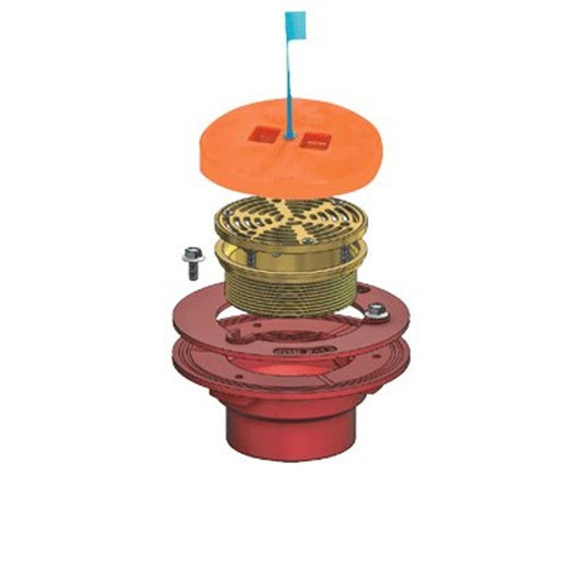 F100 Floor Drain, 2 in Outlet, No Hub, 5 in Round Nickel Bronze Top