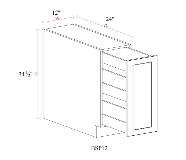 Spice Pull Base Cabinet - 12"W x 34- 1/2"H x 24"D