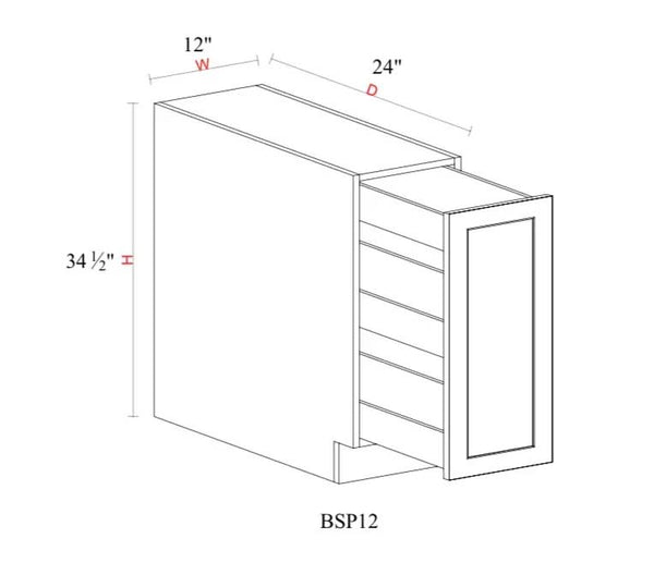 Spice Pull Base Cabinet - 12"W x 34- 1/2"H x 24"D