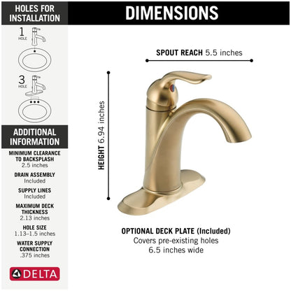 Lahara Single Hole Bathroom Faucet with Optional Base Plate - Includes Lifetime Warranty