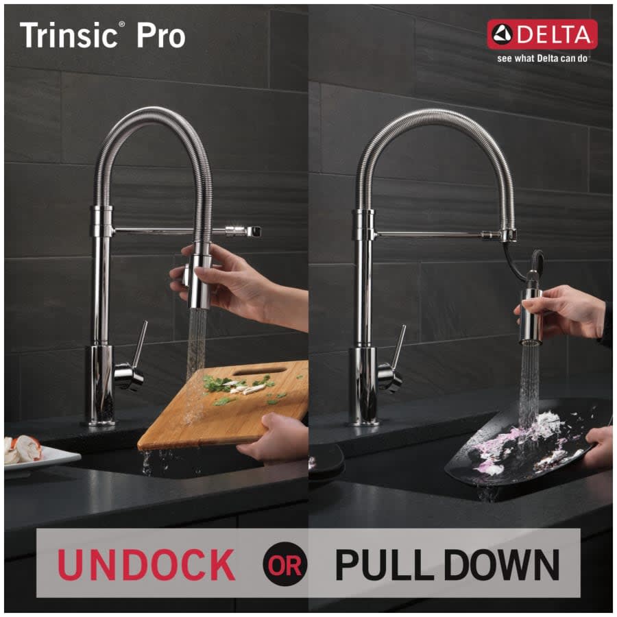 Trinsic Pro Pre-Rinse Pull-Down Kitchen Faucet with Magnetic Docking Spray Head - Limited Lifetime Warranty