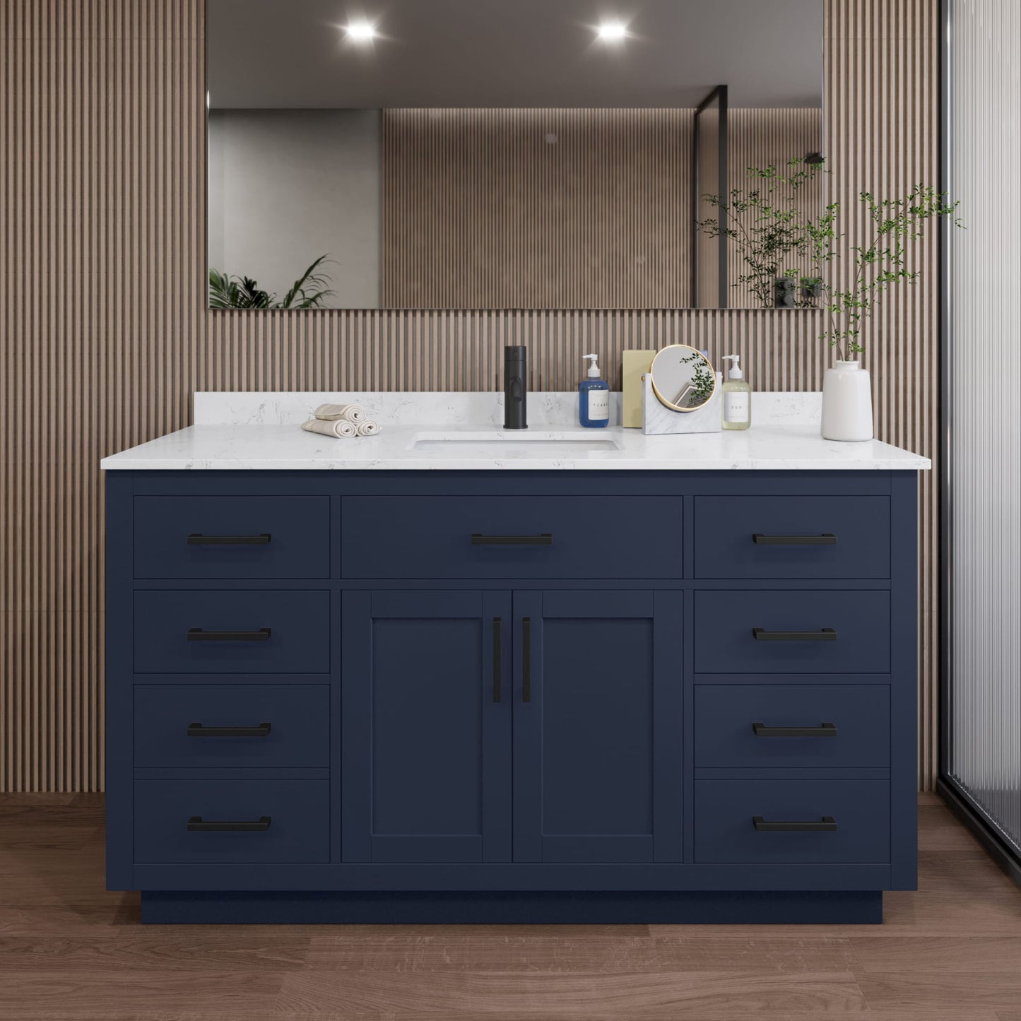 Beckett Single Bathroom Vanity with Toe Kick - 60W x 35H x 22D