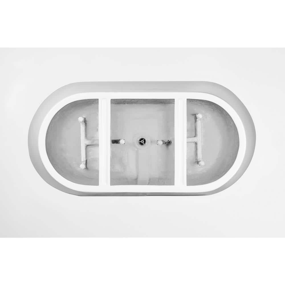 Bordeaux 54 in. Acrylic Flatbottom Freestanding Bathtub in White/Brushed Nickel